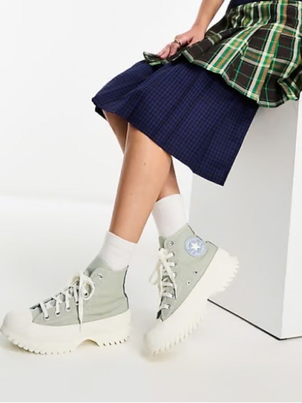 Converse Chuck Taylor All Star Lugged 2.0 platform denim sneakers in sage green